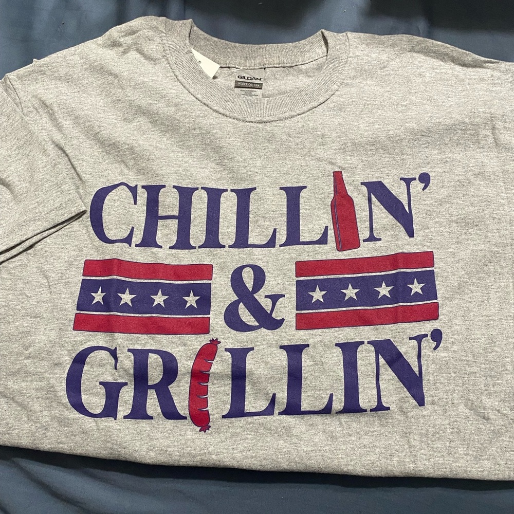 Chillin and Grillin shirt NWT red and blue